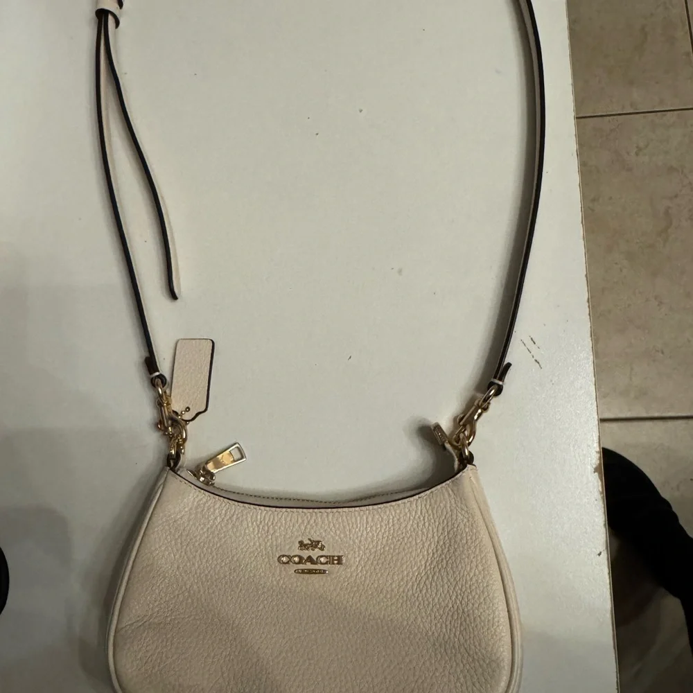 Coach mini Teri Cream Crossbody Bag with Gold Accents
